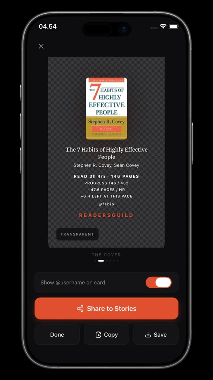 Share card preview, ready to post to stories